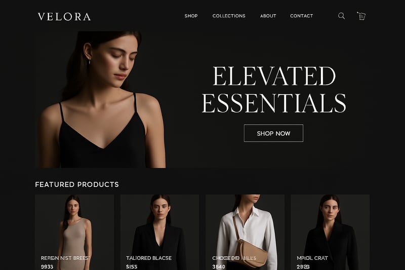 Velora Fashion modern dark-theme premium e-commerce Velora Fashion modern dark-theme premium e-commerce